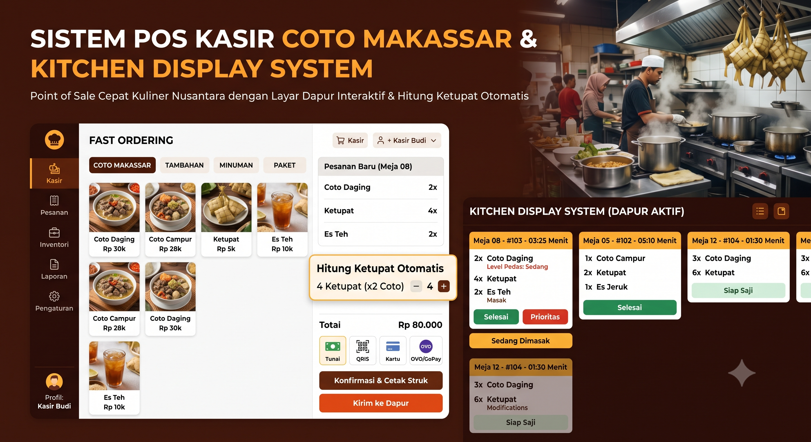 POS Kasir Coto Makassar & Kitchen Display System